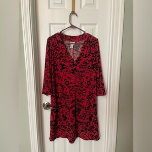 Chico’s Red and Black Patterned Dress